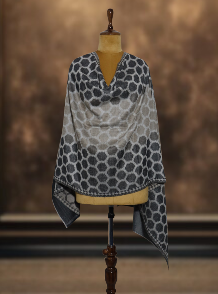 Grey & Charcoal Ikkat Stole (4) Grey & Charcoal Ikkat Stole (4)
