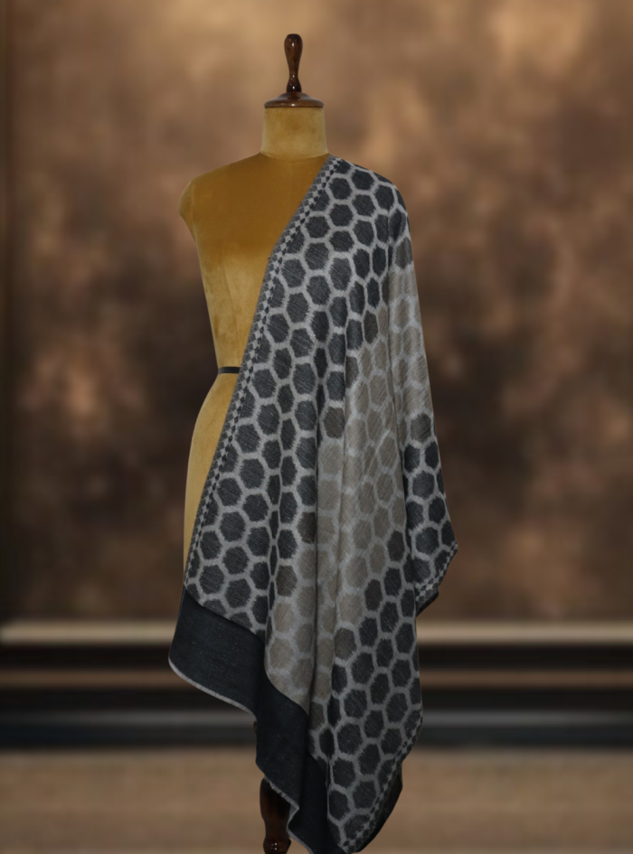 Grey & Charcoal Ikkat Stole (5) Grey & Charcoal Ikkat Stole (5)