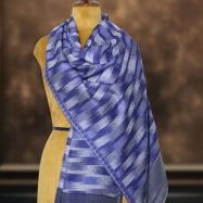Ikkat Pashmina Stole (Blue Striped) (2)