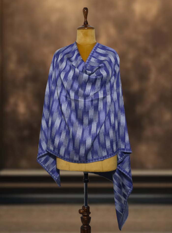 Ikkat Pashmina Stole (Blue Striped) (3) Ikkat Pashmina Stole (Blue Striped) (3)