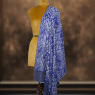 Ikkat Pashmina Stole (Blue & White Zigzag)