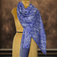 Ikkat Pashmina Stole (Blue & White Zigzag) (2)