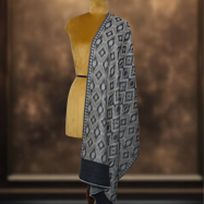 Ikkat Pashmina Stole (Grey & Beige Diamond)