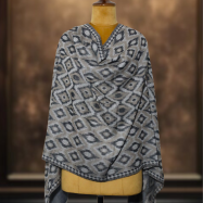Ikkat Pashmina Stole (Grey & Beige Diamond) (2)