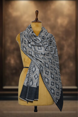 Ikkat Pashmina Stole (Grey & Beige Diamond) (3)