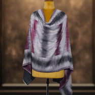 Ikkat Pashmina Stole (Grey & Plum Horizontal) (3)