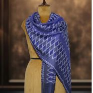 Ikkat Pashmina Stole (Royal Blue Diamond) (2)
