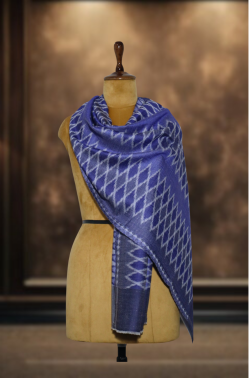 Ikkat Pashmina Stole (Royal Blue Diamond) (2)
