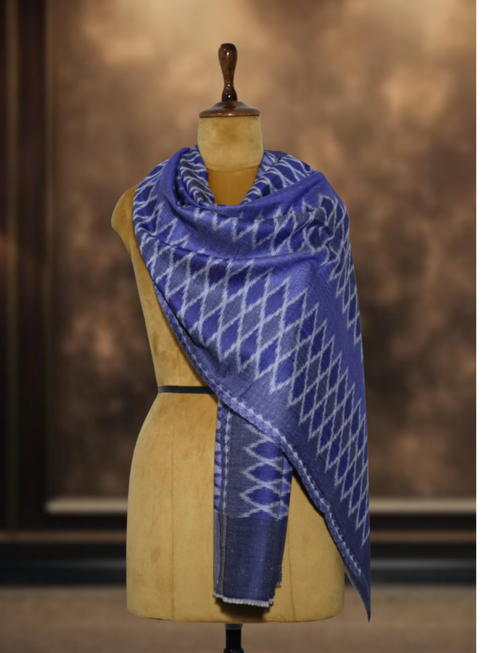 Ikkat Pashmina Stole (Royal Blue Diamond) (2) Ikkat Pashmina Stole (Royal Blue Diamond) (2)