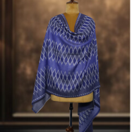 Ikkat Pashmina Stole (Royal Blue Diamond) (3)