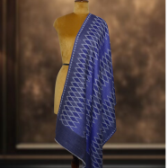 Ikkat Pashmina Stole (Royal Blue Diamond) (4)