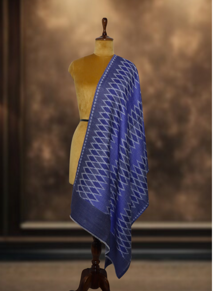 Ikkat Pashmina Stole (Royal Blue Diamond) (4) Ikkat Pashmina Stole (Royal Blue Diamond) (4)