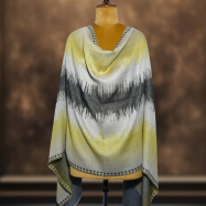 Ikkat Pashmina Stole (Yellow & Grey Zigzag) (2)