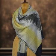 Ikkat Pashmina Stole (Yellow & Grey Zigzag) (3)