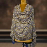 Indigo & Olive Diamond Ikkat Stole (2)