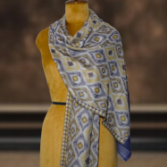 Indigo & Olive Diamond Ikkat Stole (3)
