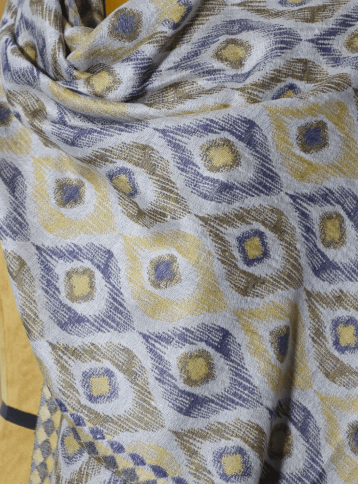 Indigo & Olive Diamond Ikkat Stole (5) Indigo & Olive Diamond Ikkat Stole (5)