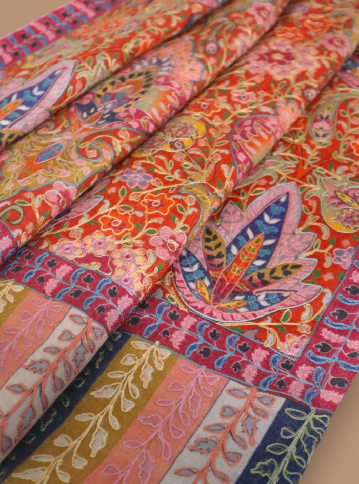 Kalamkari-Stole--Earthy-Peacock-Garden-03 Kalamkari-Stole--Earthy-Peacock-Garden-03