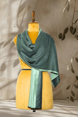 Reversible Sea Green Silk Stole