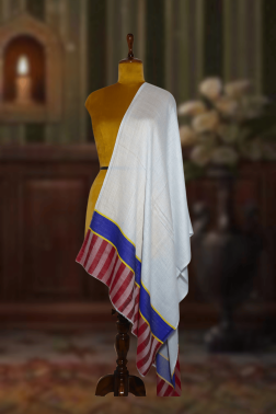 Orange Kani Stripe Palla Cashmera Fine Wool Stole