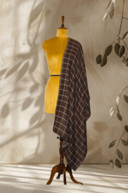 Reversible Brown Checkered Stole