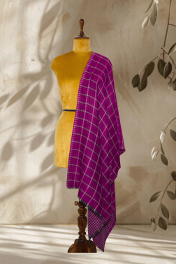 Reversible Fuchsia Checkered Stole