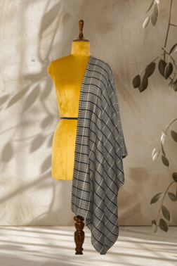 Reversible Grey Checkered Stole