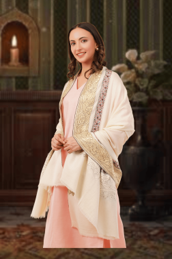 Embroidered Pashmina Shawl with Zari Border