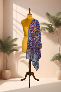 Kalamkari Stole – Majestic Peacock Panel