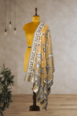 Grey Kani Jama Poshkaar Cashmere Fine Wool Stole