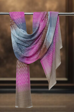 Fuchsia Bloom Ikkat Cashmere Stole