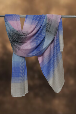 Azure Horizon Ikkat Cashmere Stole
