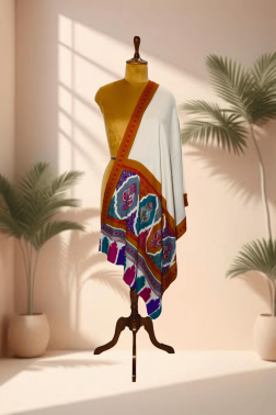 Vibrant Kalamkari Palladaar Semi-Pashmina Stole