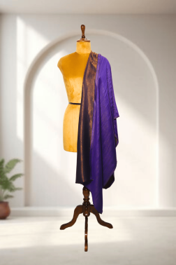 Luxurious Reversible Royal Blue & Gold Zari Cashmere Stole
