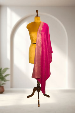 Dazzling Fuchsia & Gold Reversible Zari Cashmere Stole