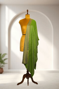Green Reversible Zari Cashmere Fine Wool Stole