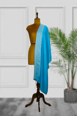 Reversible Hand-Woven Cashmere Fine Wool Stole in Dual Blue Tones
