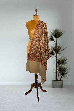 Embroidered Semi Pashmina Jamawar Stole