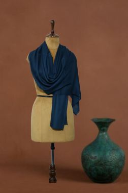 Luxurious Solid Hand-Woven Cashmere Fine Wool Stole in Deep Teal
